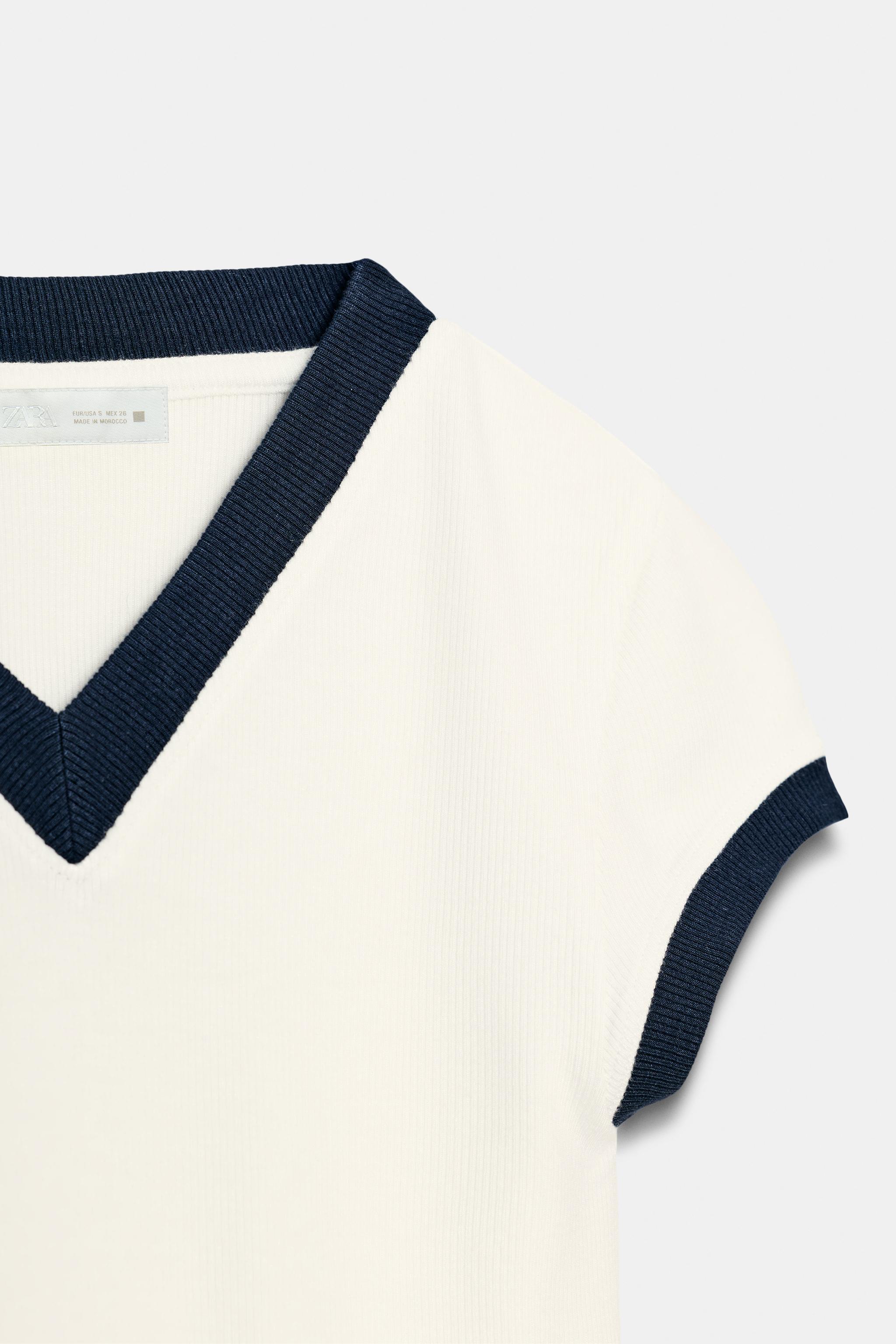 CONTRAST RIB T-SHIRT
